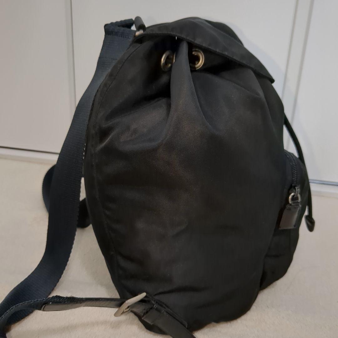 美品 PRADA リュック ブラック 三角ロゴ テスートナイロン レザー