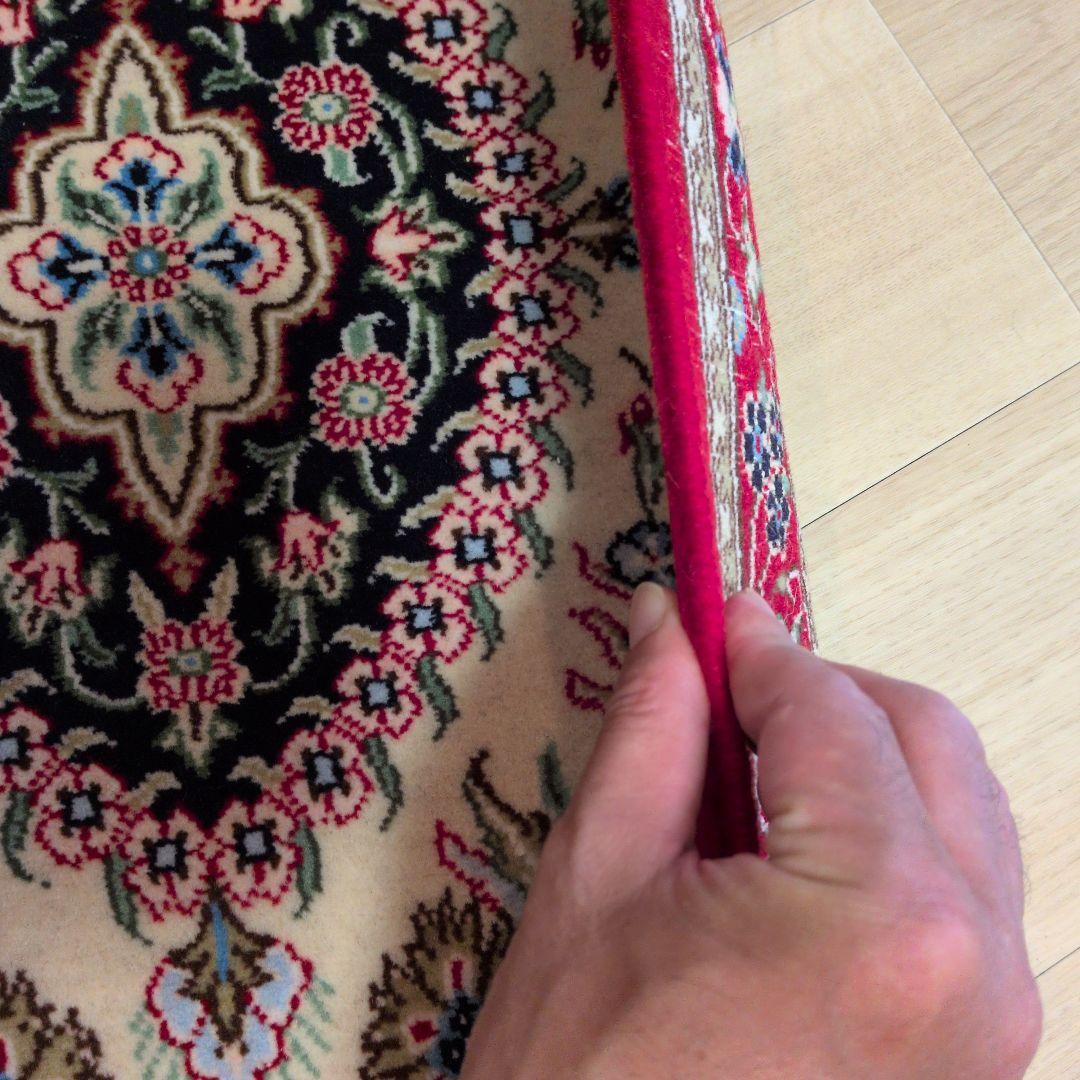 60x90cmペルシャ手織り・クム・マット(200)玄関・ラグ・絨毯・じゅうたん