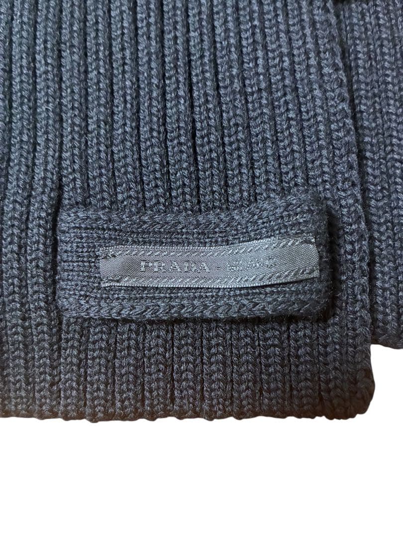 PRADA プラダ UMS180 35C ブラック マフラー ストール ウール