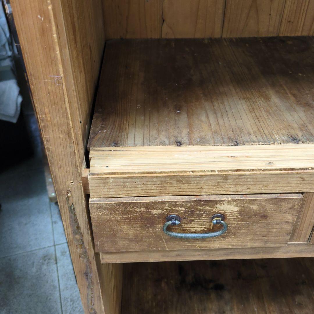 キャビネット ガラス棚 飾り棚 食器棚 古家具 ヴィンテージ 水屋 水屋箪笥
