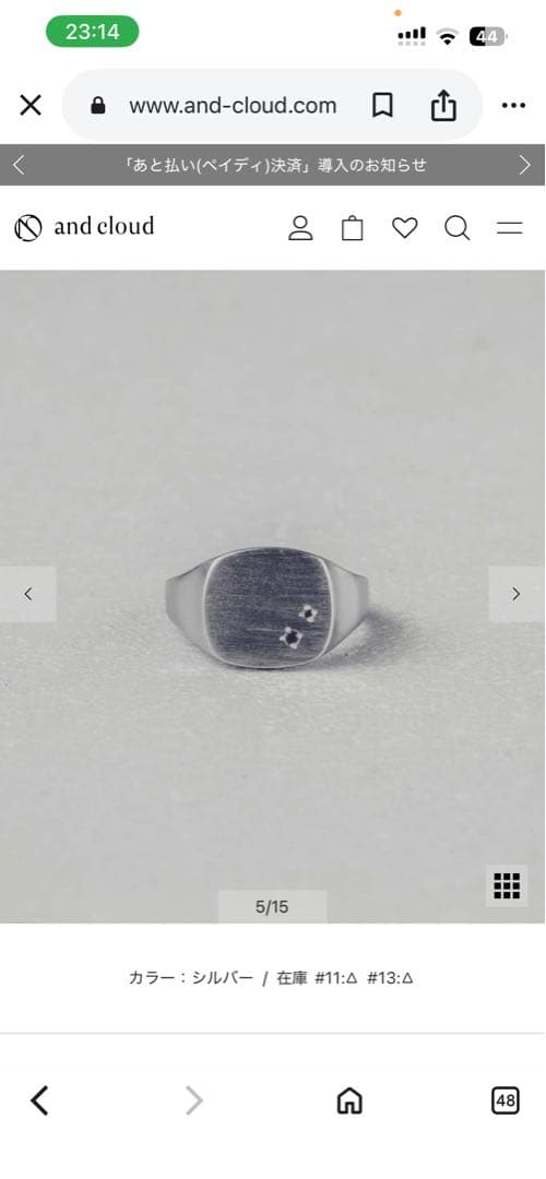 and cloud シルバー925 Nocturnal Signet Ring