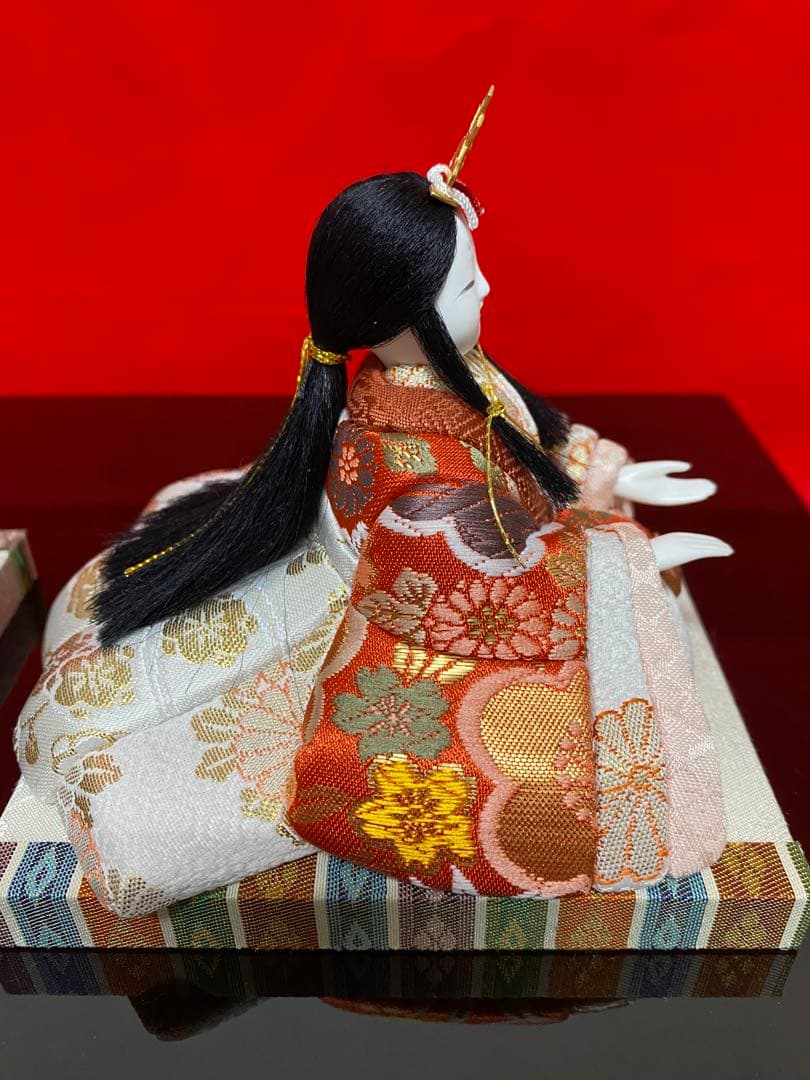雛人形　木村一秀作　江戸木目込み人形　親王飾り　会津曙塗り収納セット