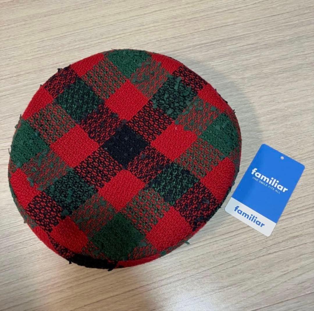 ファミリア ベレー帽 XF赤チェック