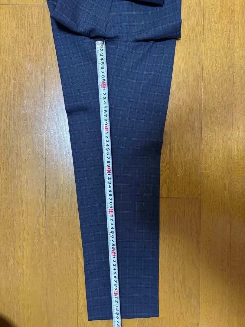 HILTON ネイビー チェック柄 パンツスーツ3点セット11号 試着のみ