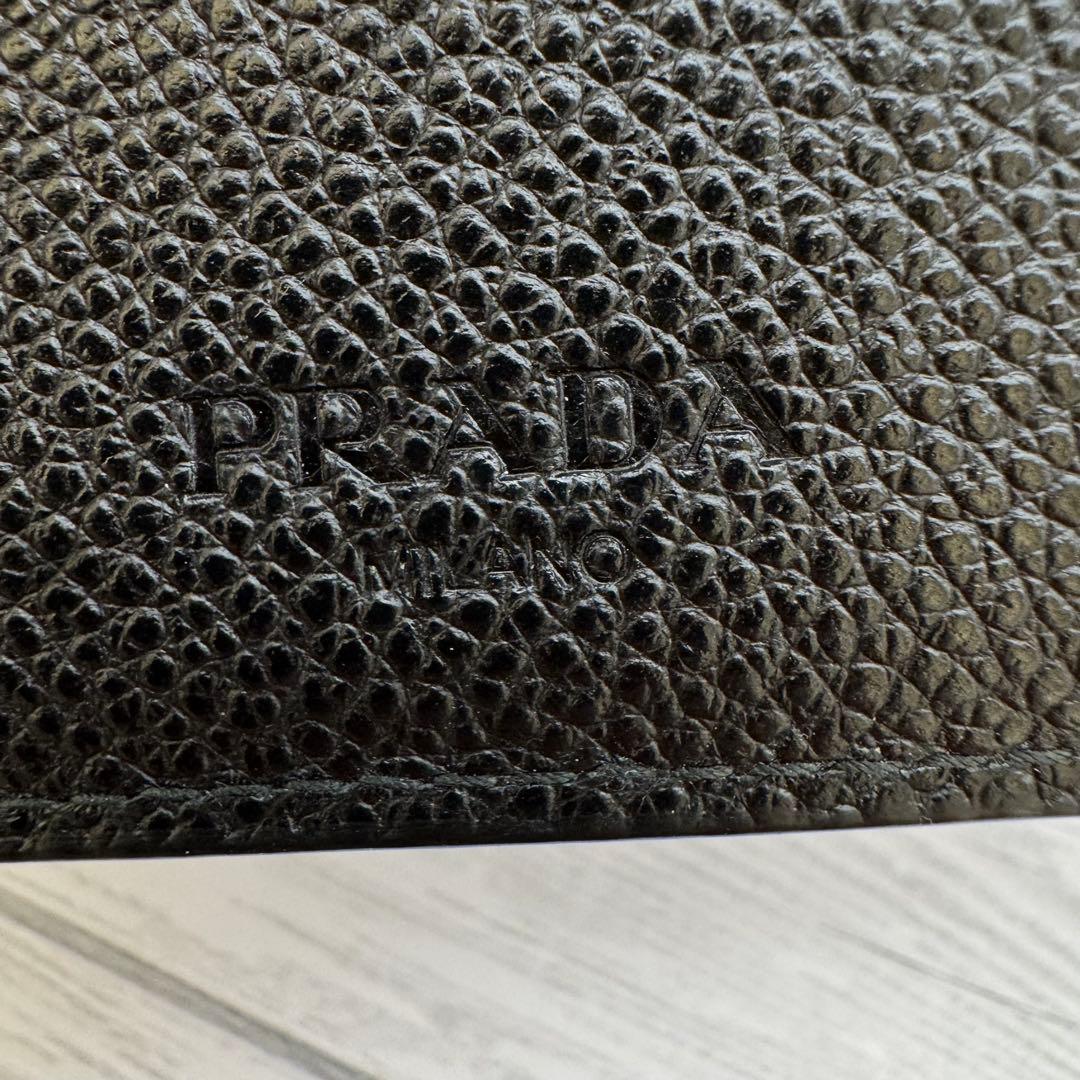 【t.m.y 様】PRADA　マネークリップ　RFID　三角ロゴ　シボ革ブラック