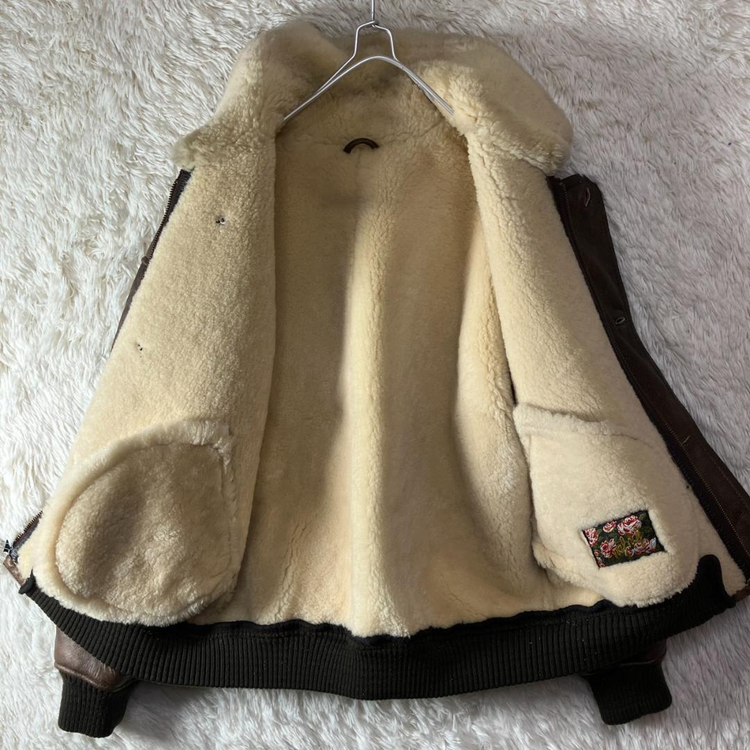 美品 NAF NAF リアルムートン フライトジャケット 羊革 シープスキン F