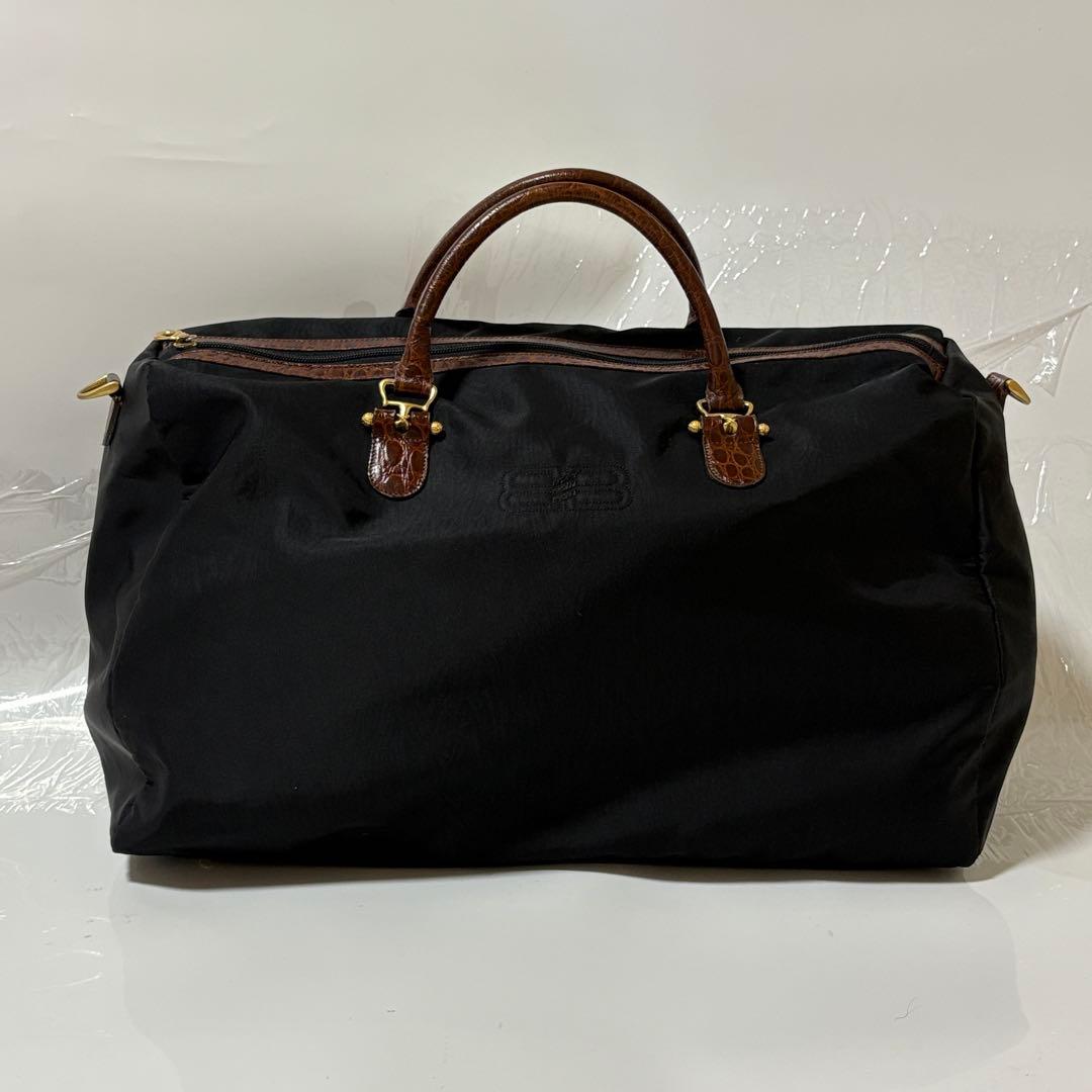 【美品】BALENCIAGA クロコダイル ボストンバッグ　ブラック