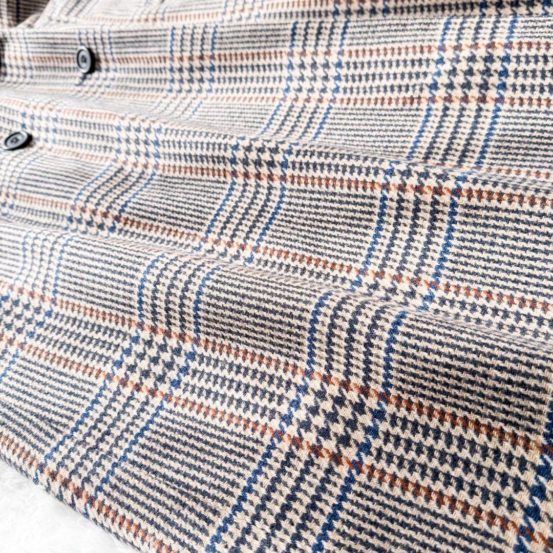 Aquascutum リバーシブル ステンカラーコート千鳥チェック ウール XL