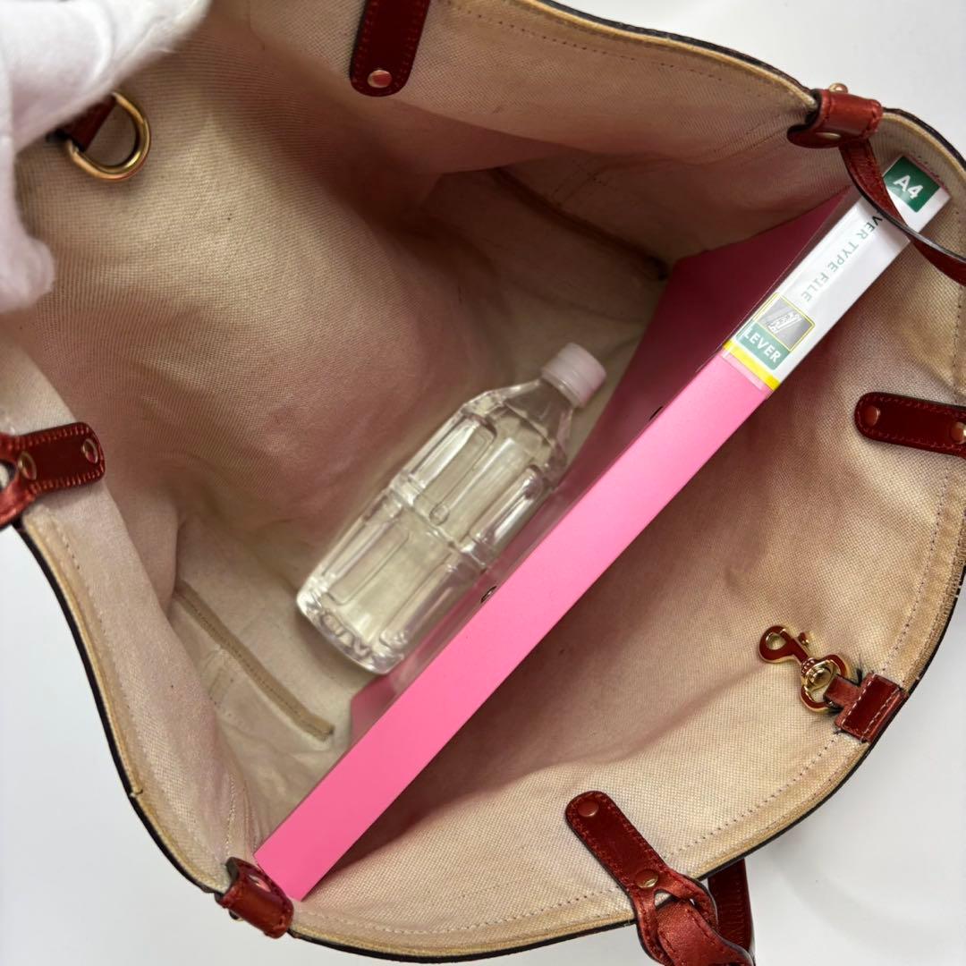 専用グッチ トートバッグ レザー×キャンバス A4可 肩掛け GG柄 ポーチ付