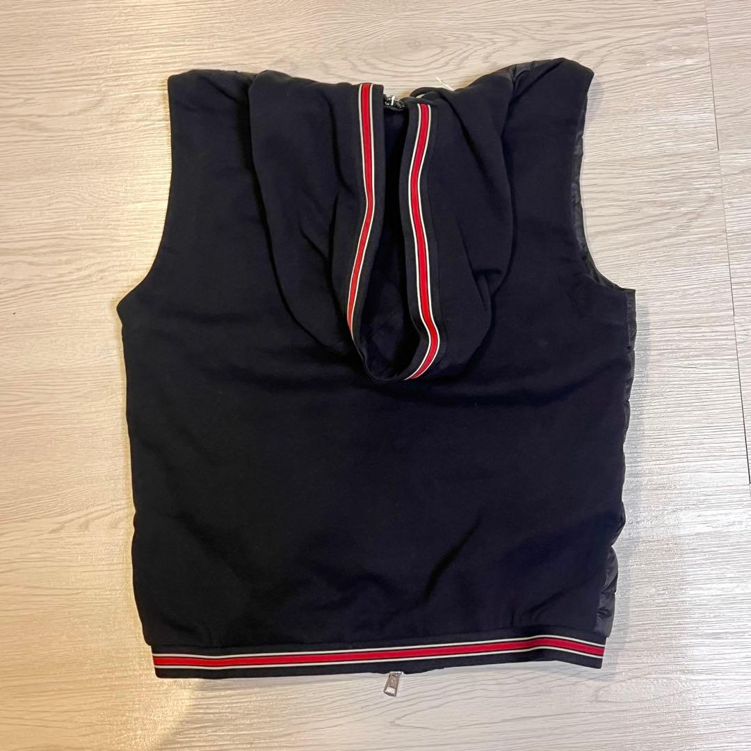 【極美品】MONCLER フード付き 切替ダウンベストパーカー ネイビー