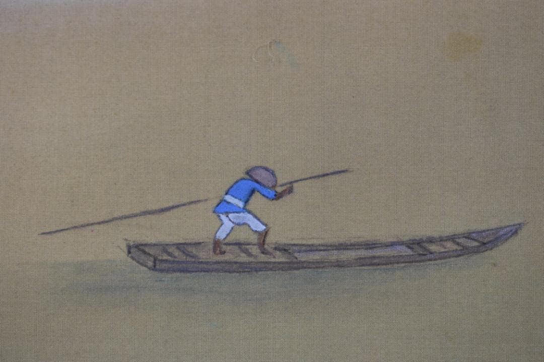 【真作】明藤竹汀/嵐峡図/山水図/春景嵐峡図/掛軸☆宝船☆Y-649　JM