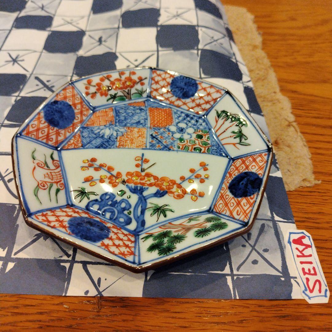 四代目須田菁華　祥瑞八角松竹梅皿1枚