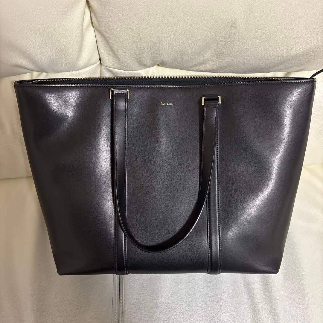 ポールスミス　ブラックレザートートバッグ