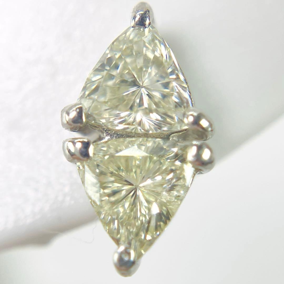 Pt900 トライアングルカット 天然ダイヤモンド ピアス D: 0.410ct