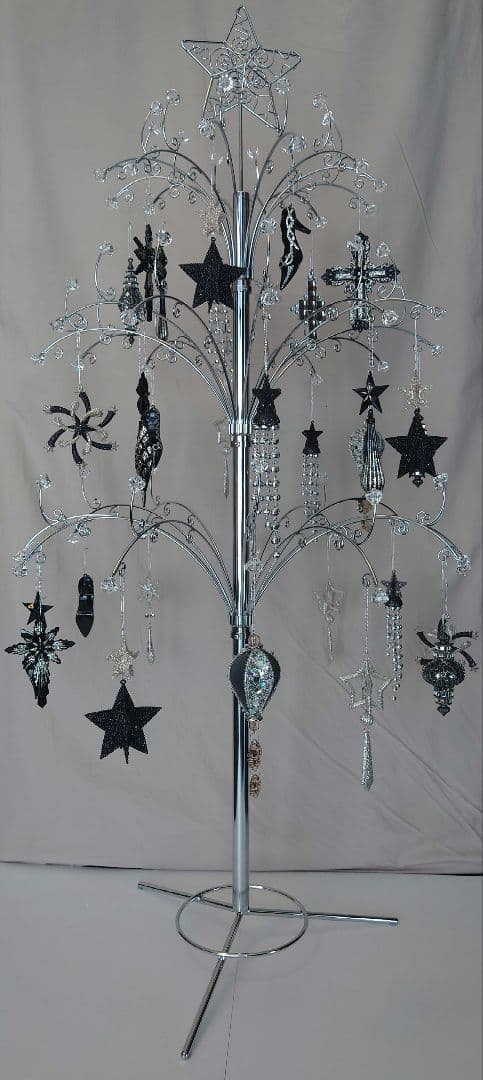 クリスマスツリー 140cm シルバー オーナメント付 メタル ハロウィンツリー