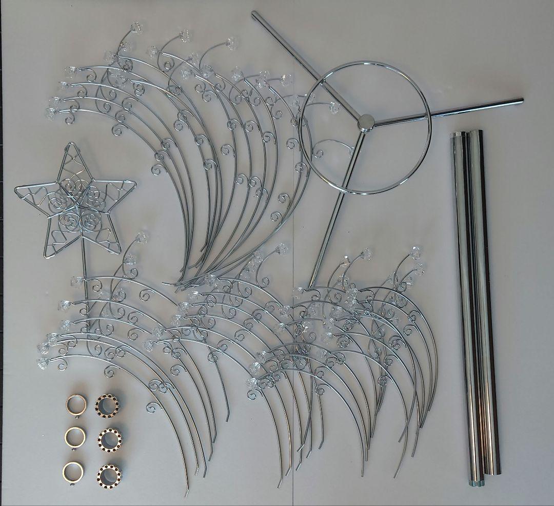 クリスマスツリー 140cm シルバー オーナメント付 メタル ハロウィンツリー