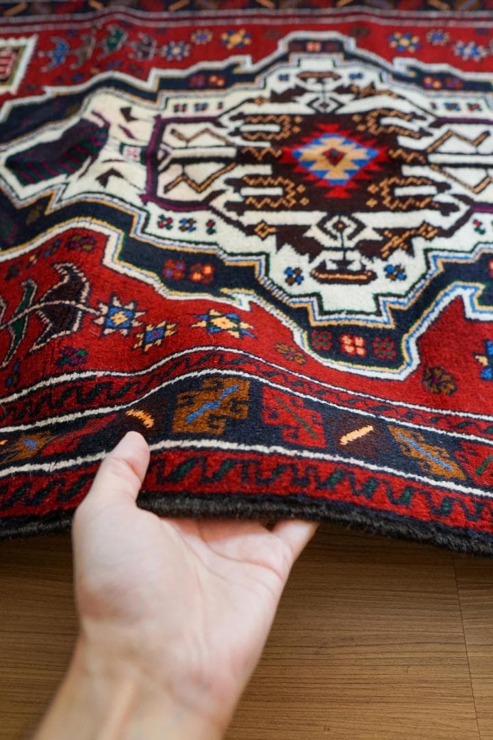 163×95cm ペルシャ絨毯 バルーチ 手織り トライバル ヴィンテージ ラグ