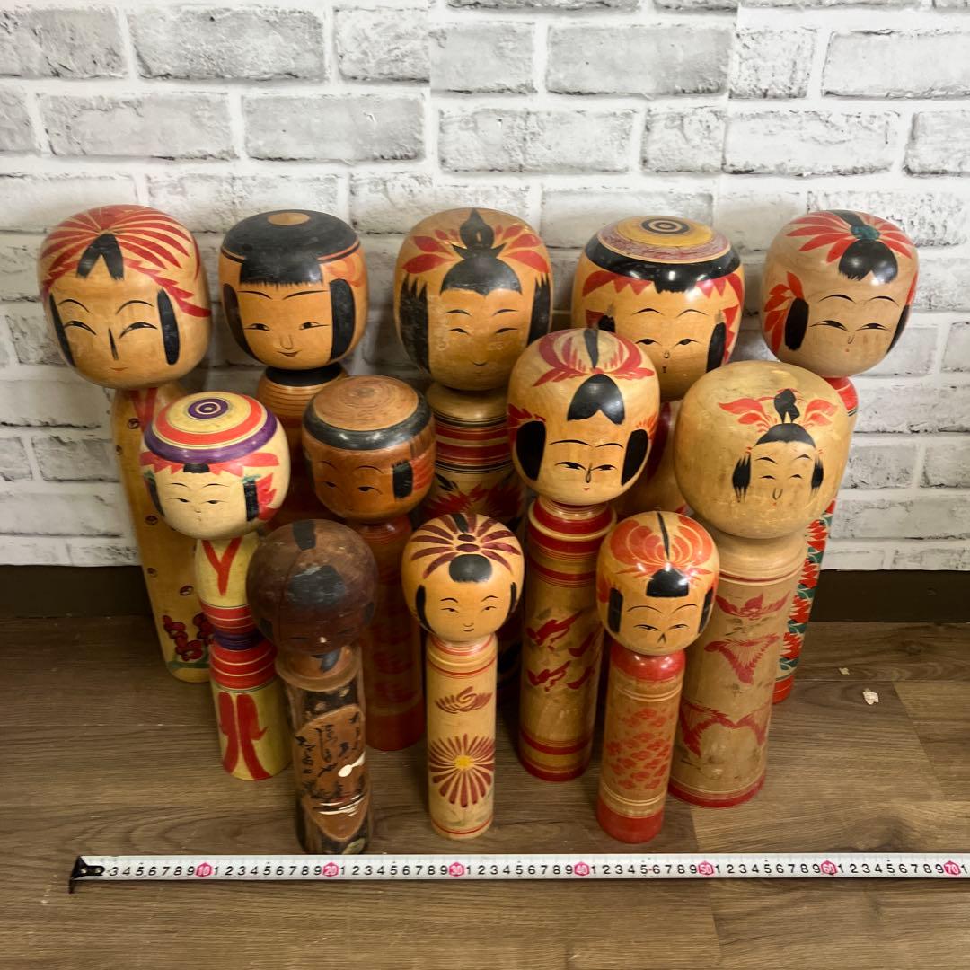 D-3 昭和レトロ 木製 こけし 小芥子 12体セット まとめ売り 日本人形