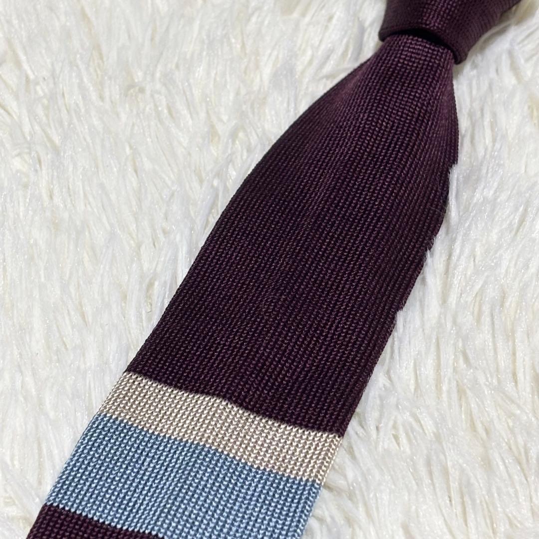 ✨激レア✨PRADA ネクタイ　ニットタイ　ボルドー　ソリッド