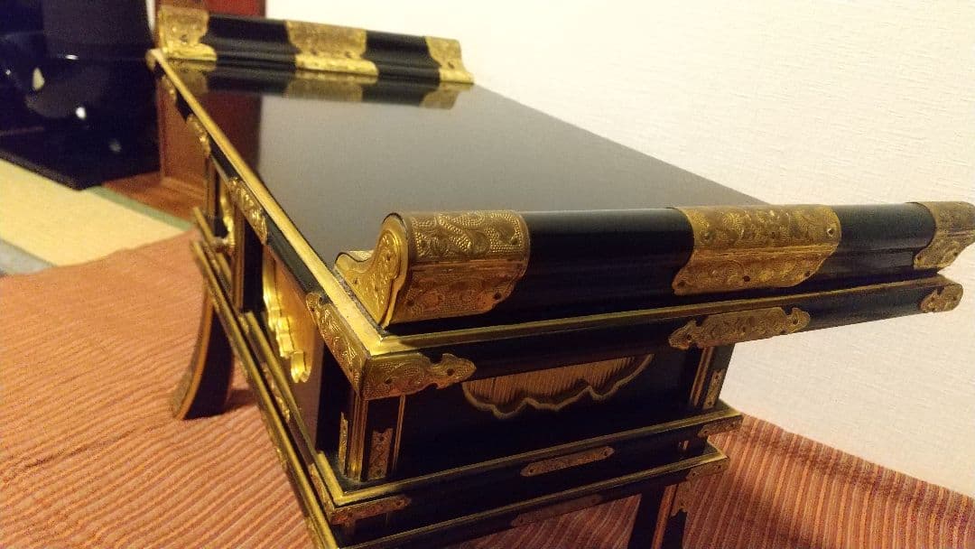 仏具 経机 卓 机 純黒 前机　工芸美術