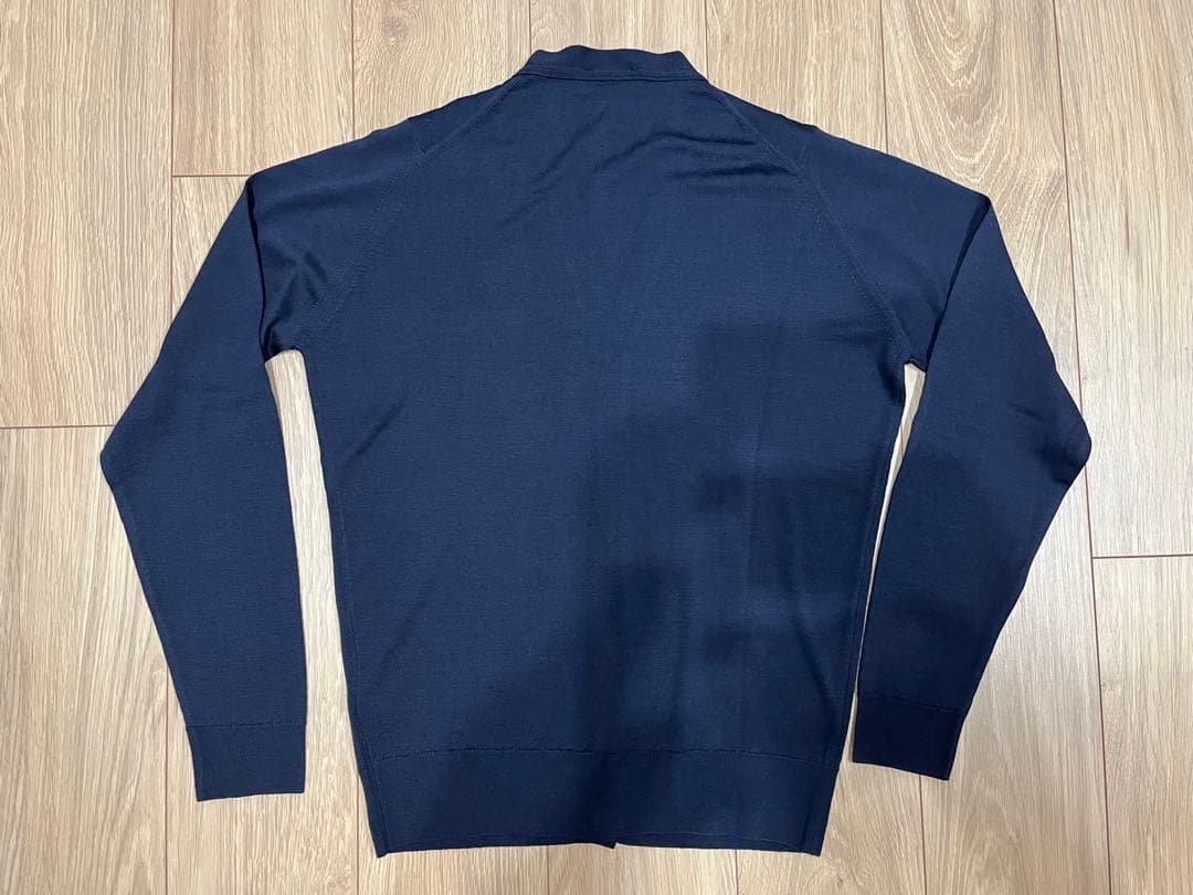 美品 JOHN SMEDLEY ウール カーディガン ネイビー S