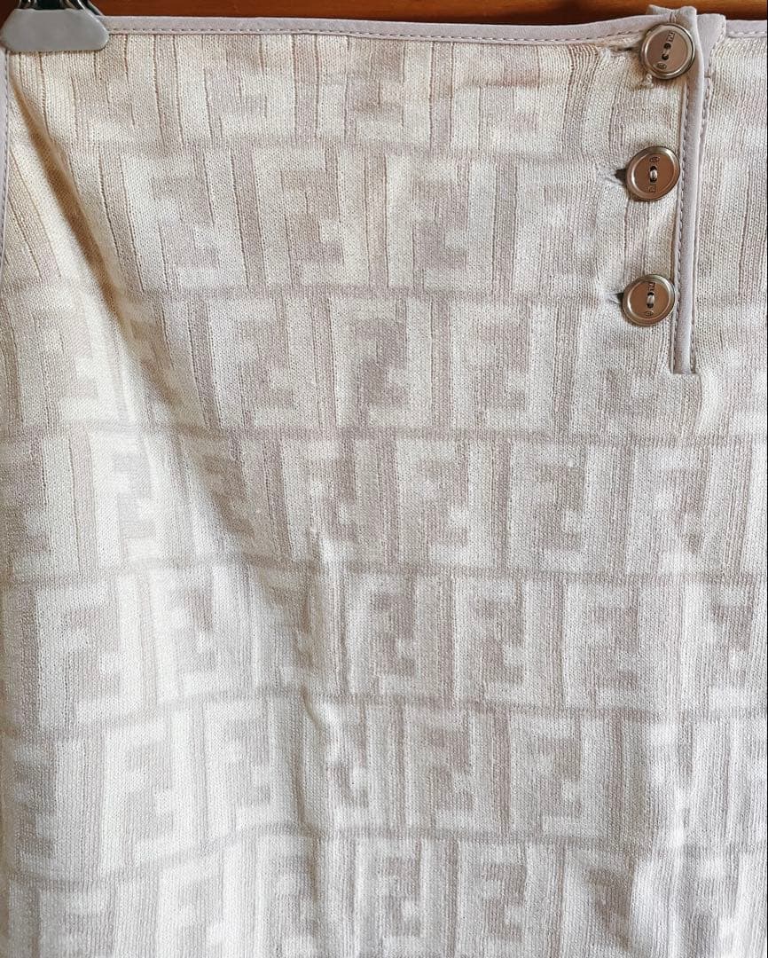 FENDI フェンディ ズッカ柄 FF柄 ニット スカート 40 ホワイト