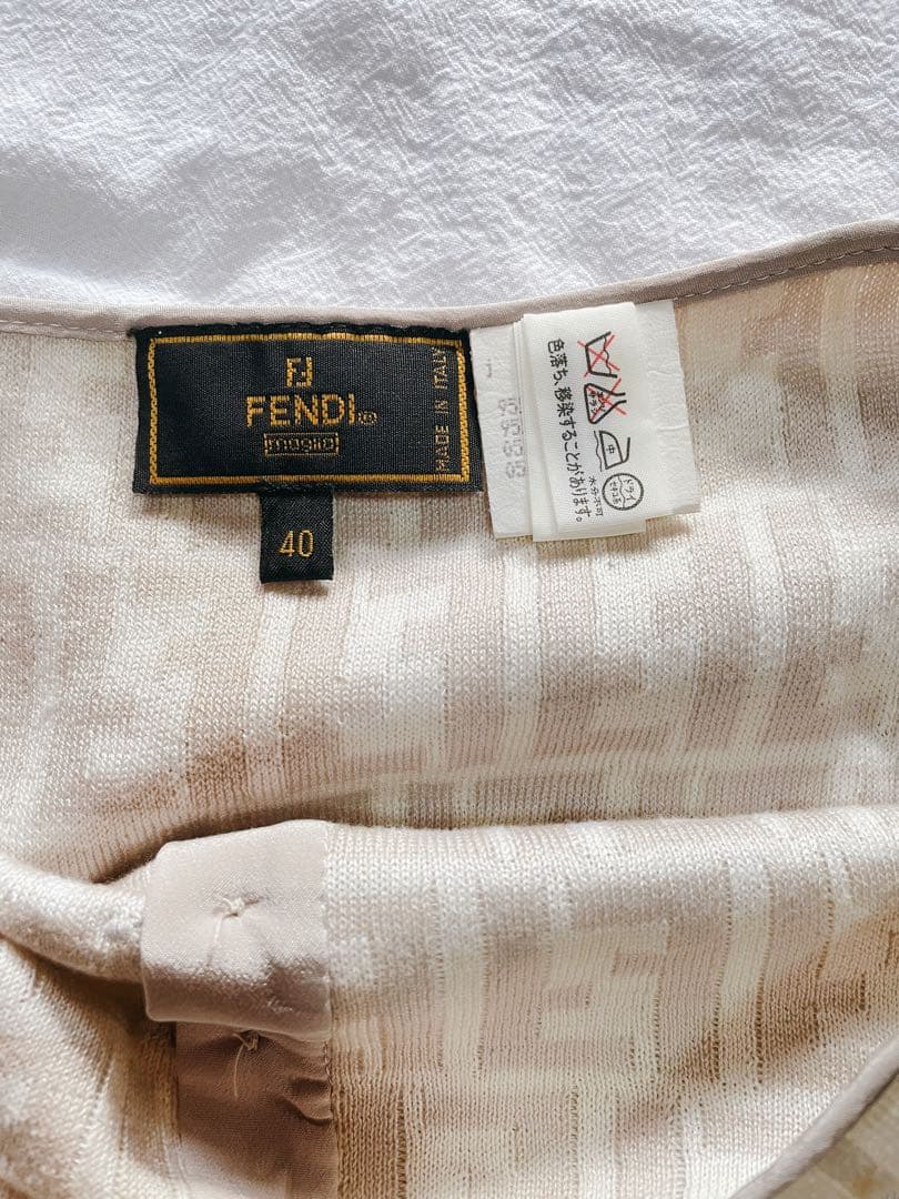 FENDI フェンディ ズッカ柄 FF柄 ニット スカート 40 ホワイト
