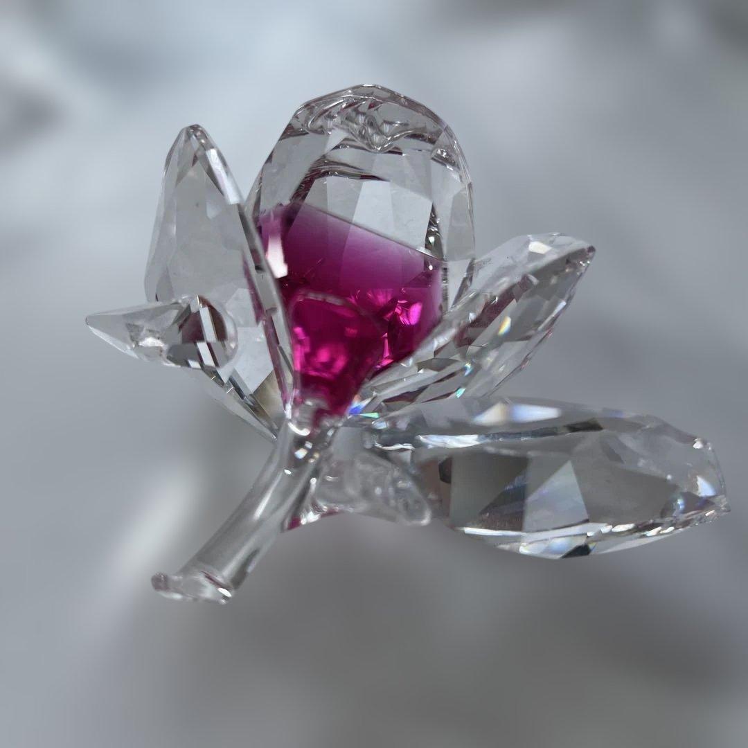 SWAROVSKI ブロッサミングローズ・バタフライと葉　置物　2点セット