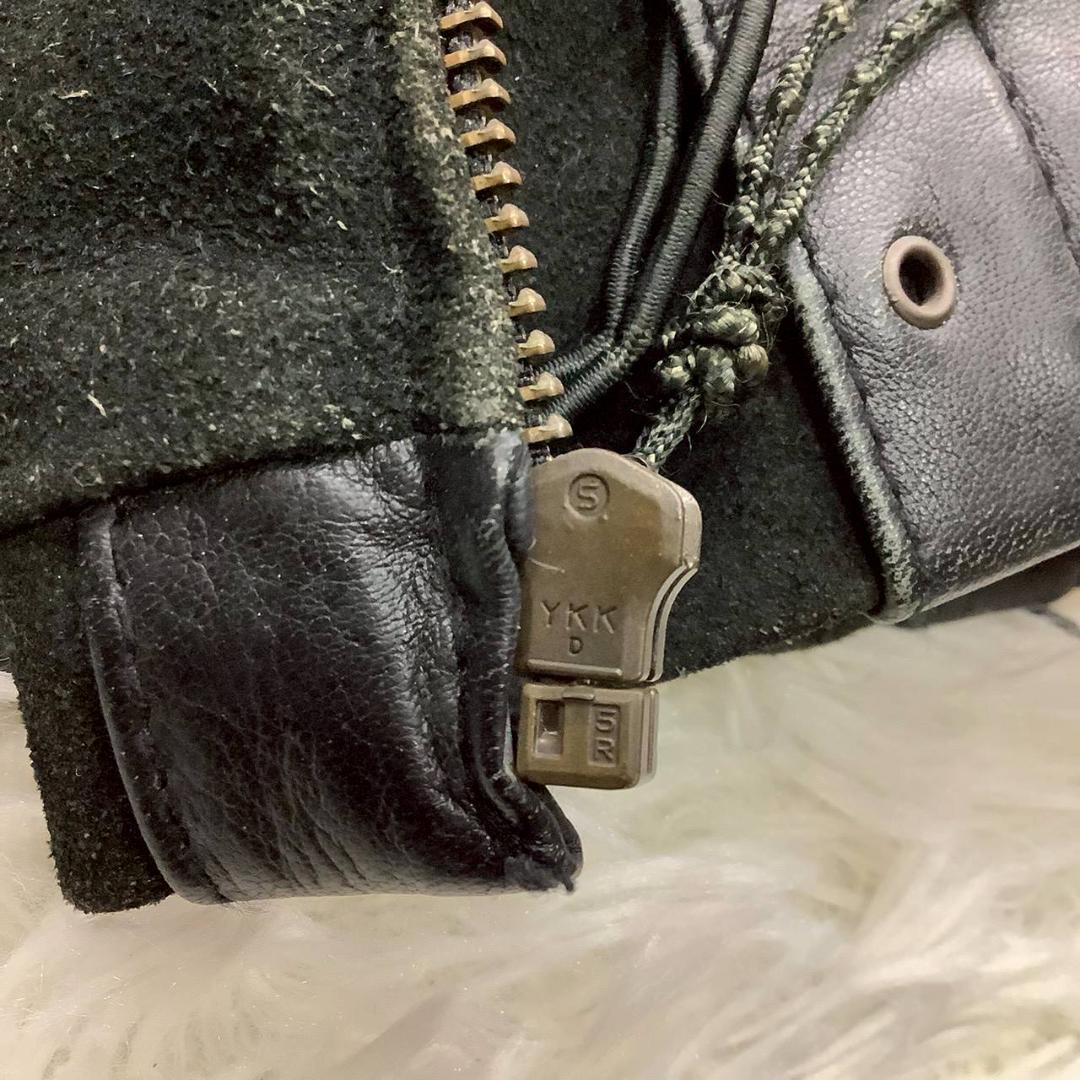 レザージャケット 編み込み ブラック メンズ サイズ L フルジップ