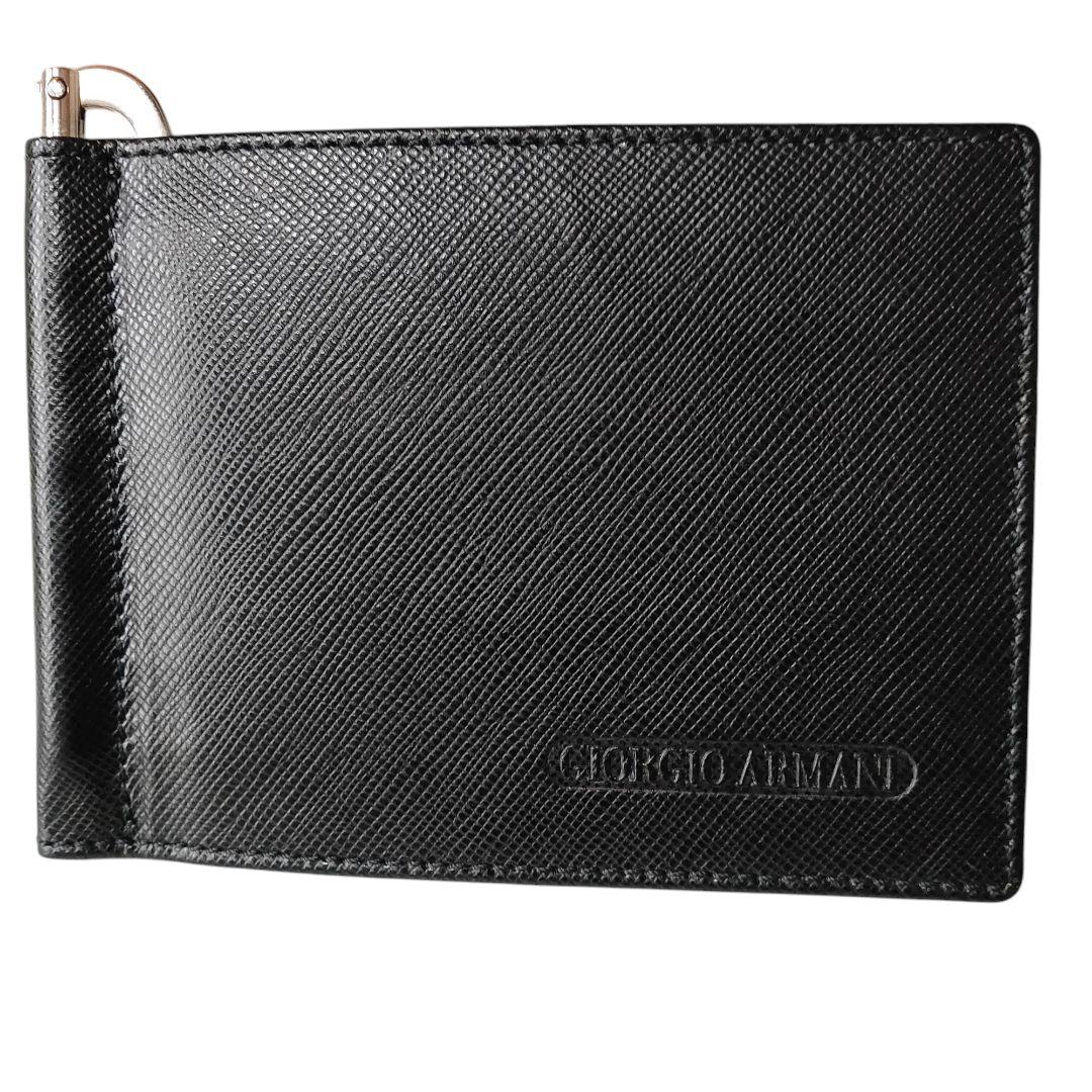 Giorgio Armani アルマーニ マネークリップ レザー 黒 箱付き