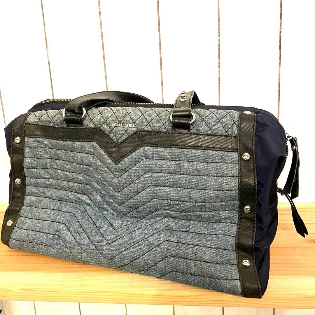 ♯318 DIESEL ディーゼル ボストンバッグハンドバッグデニム生地 レザー