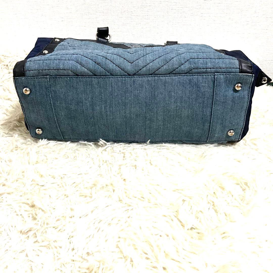 ♯318 DIESEL ディーゼル ボストンバッグハンドバッグデニム生地 レザー