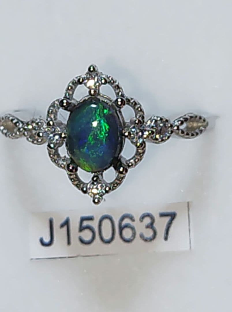 あんしん鑑定付　極ネオン　ライトニングリッジ産ブラックオパール　925SVリング