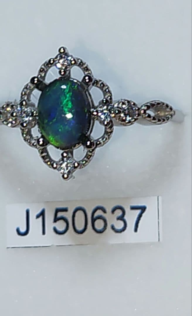 あんしん鑑定付　極ネオン　ライトニングリッジ産ブラックオパール　925SVリング