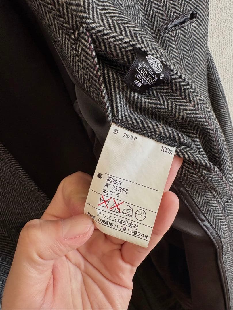 DAKS ダックス　カシミア　バルマカンコート　グレーチェック　サイズL