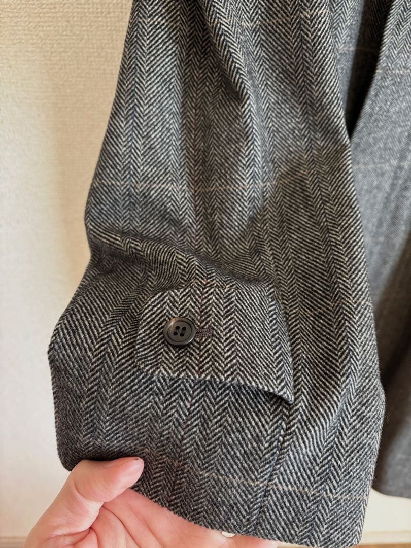 DAKS ダックス　カシミア　バルマカンコート　グレーチェック　サイズL