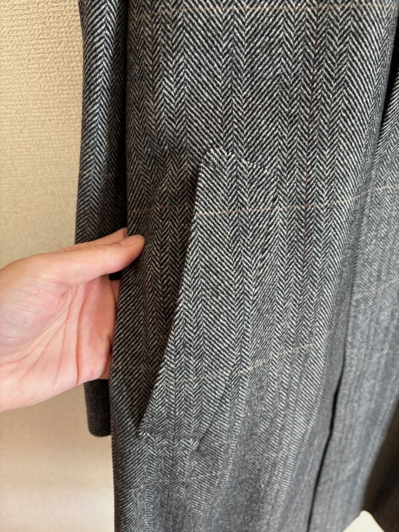 DAKS ダックス　カシミア　バルマカンコート　グレーチェック　サイズL
