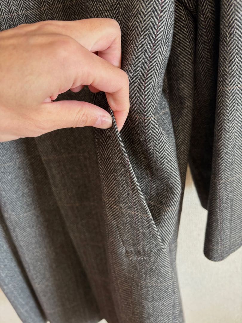 DAKS ダックス　カシミア　バルマカンコート　グレーチェック　サイズL