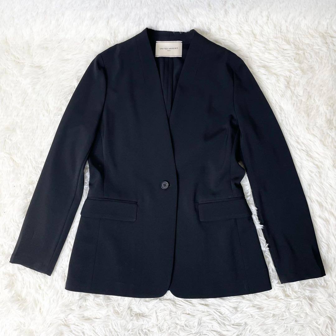 【極美品】UNITED ARROWS ノーカラー パンツセットアップ 34