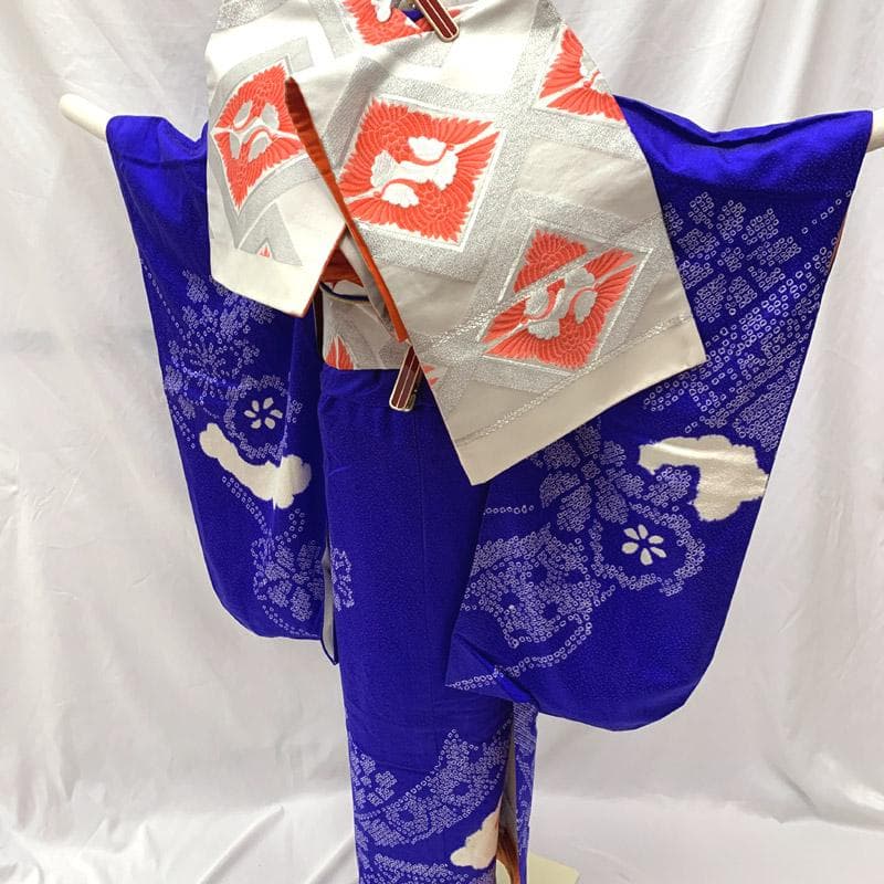 511aj61■ハーフ成人式 卒業式 部分絞り 着物&袋帯&長襦袢 ■良好