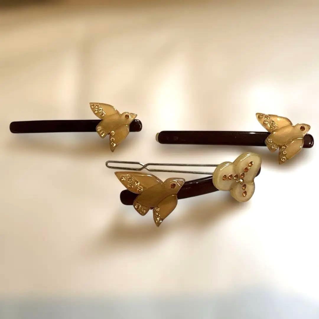 ALEXANDRE DE PARIS ヘアピン 3個セット 鳥とお花