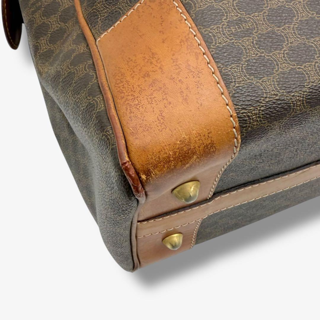 【良品】セリーヌ ボストンバッグ マカダム トリオンフ PVC ヴィンテージ