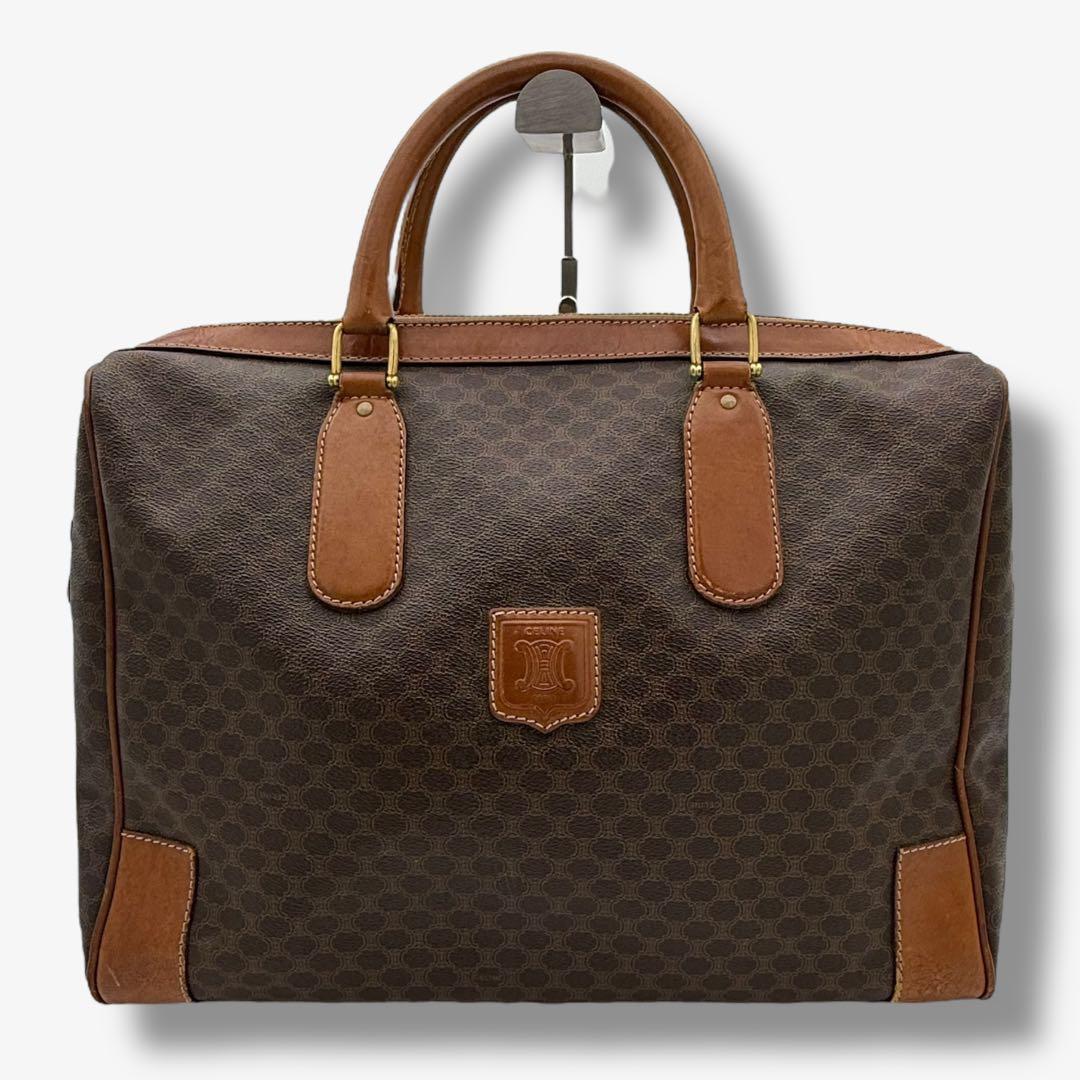 【良品】セリーヌ ボストンバッグ マカダム トリオンフ PVC ヴィンテージ