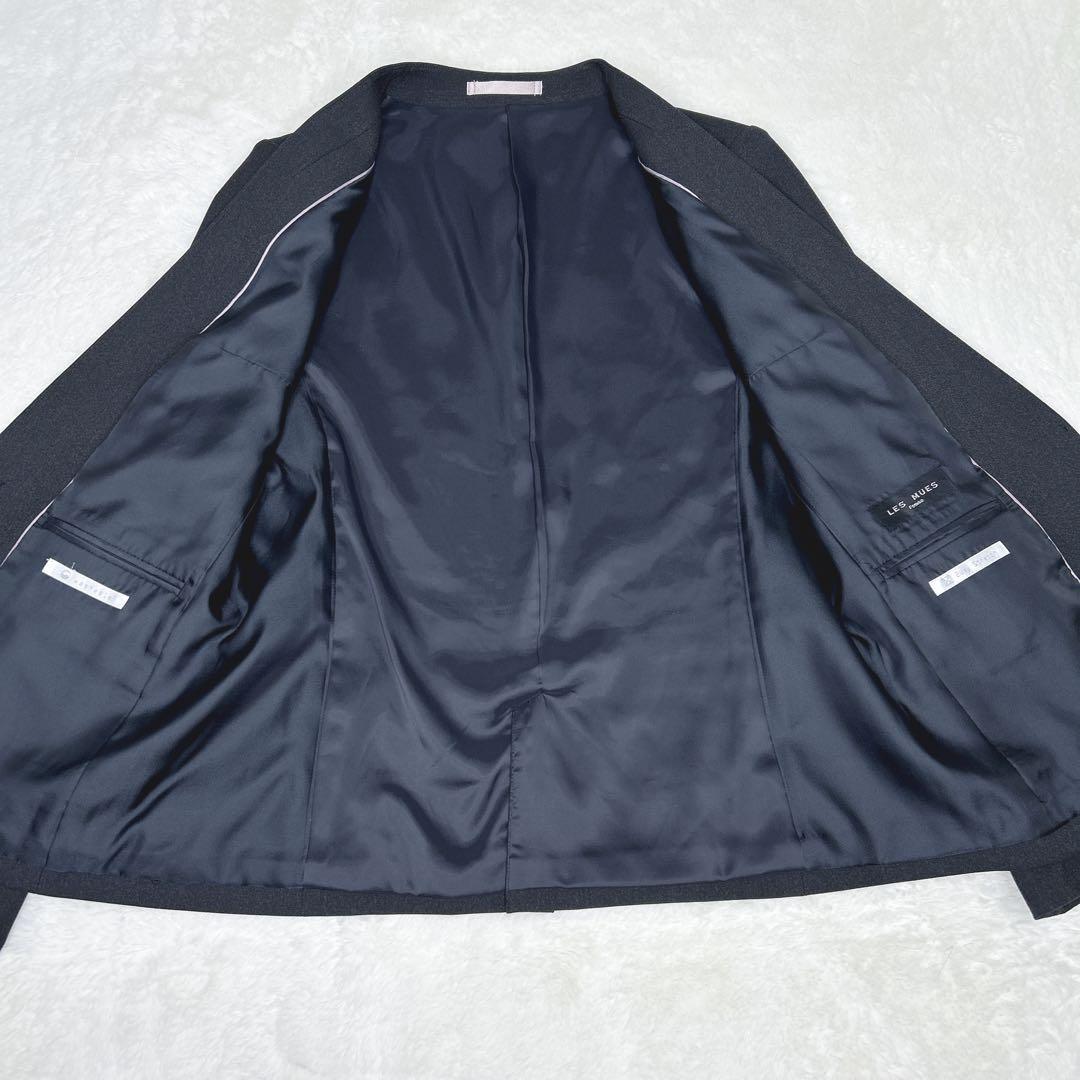 極美品✨ レミュー ノーカラー パンツスーツグレー 洗える ストレッチ 11号