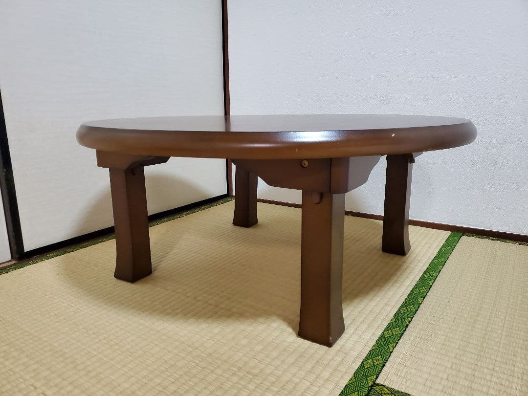木製 円形座卓 茶色