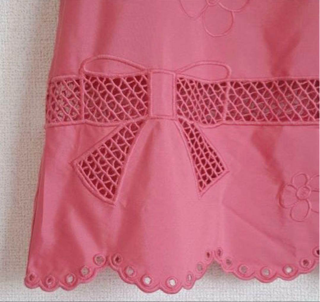 【美品】M'S GRACY　リボンエンブロイダリー　チュニックピンク フリル袖