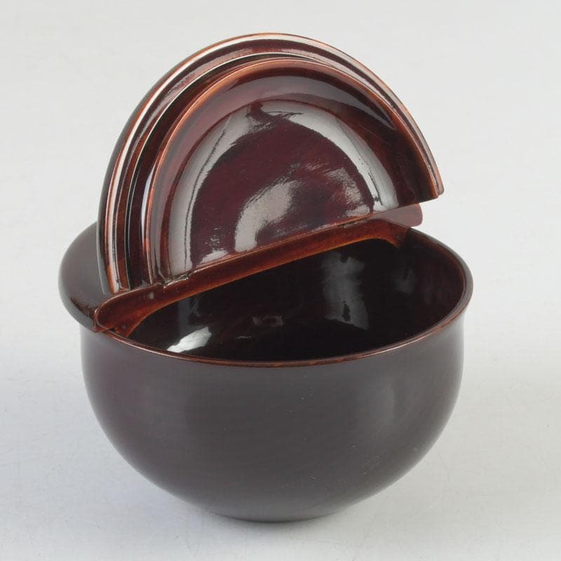 茶道具　塗師　安田春仁作　老松茶入　仕覆付　共箱　V　9691