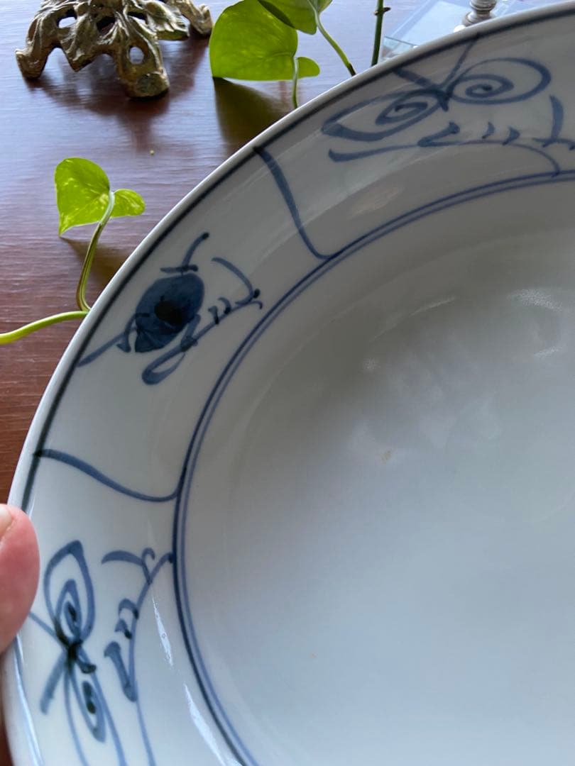 砥部焼　砥部窯　青い花柄の鉢・小鉢セットなずな文