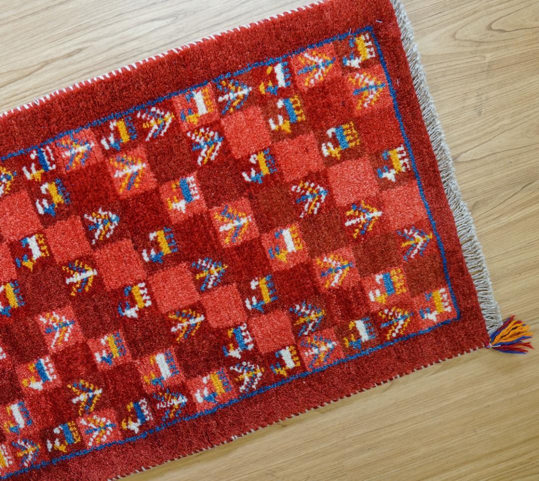 145×50cm ペルシャ絨毯 手織りギャッベ アマレ族 ギャベ ランナー
