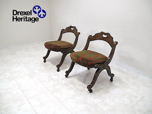 美品 ドレクセルヘリテイジ「エスペラント」マホガニー材チェア 2脚セット